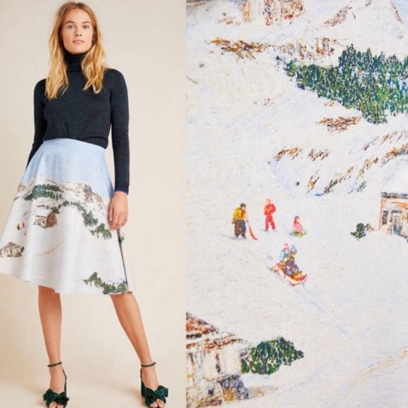 Corey Lynn Calter NWOT Wonderland Midi Skirt Large Winter Ski Print - Picture 4 of 16
